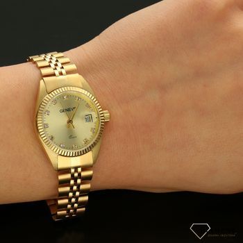 Damski zegarek złoty na bransolecie GENEVE ZG 129. Model przypominający zegarek Rolex.  (5).jpg